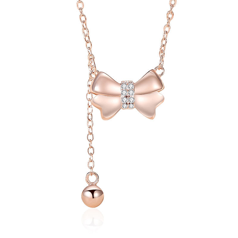 S925 Silver Korean Style Bow Necklace