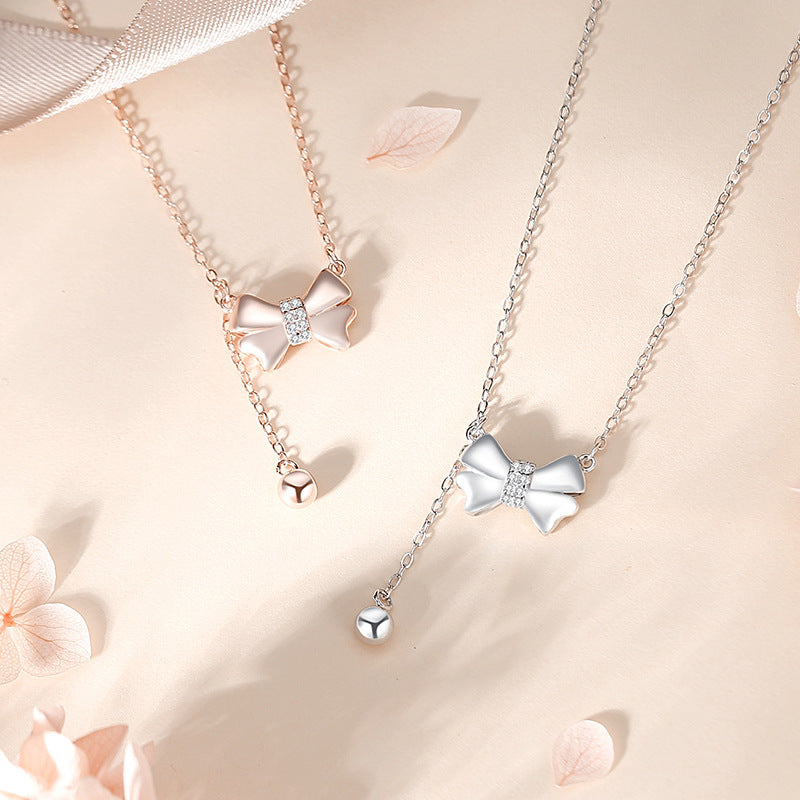 S925 Silver Korean Style Bow Necklace