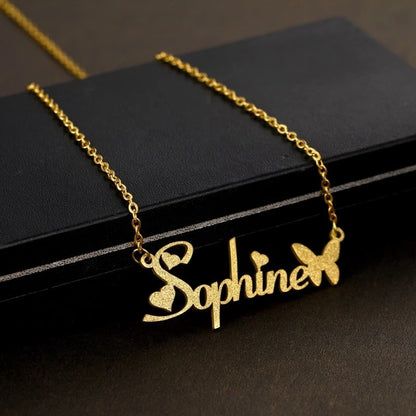 Personalized Frosted Custom Stainless Steel Necklace Nameplate Pendant