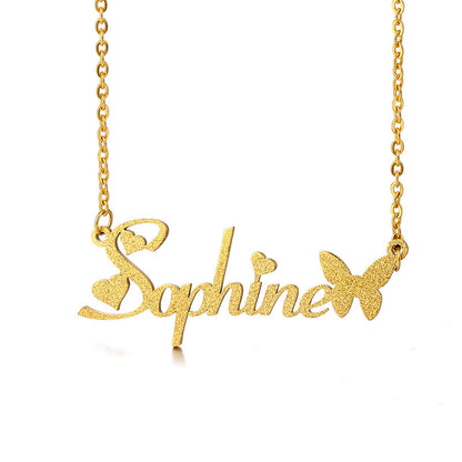 Personalized Frosted Custom Stainless Steel Necklace Nameplate Pendant