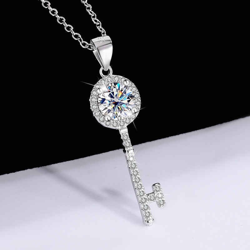 S925 Sterling Silver Key Necklace Pendant