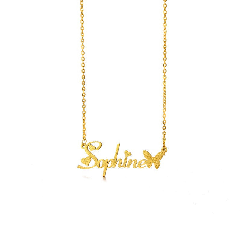 Personalized Frosted Custom Stainless Steel Necklace Nameplate Pendant