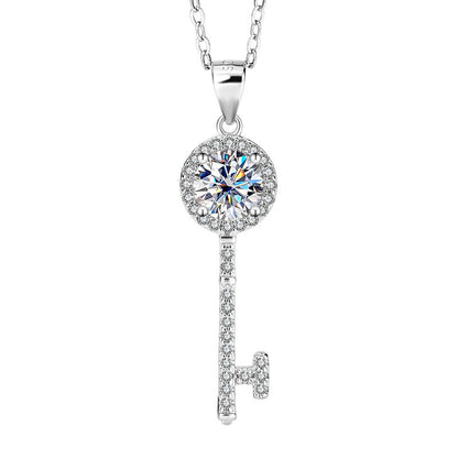 S925 Sterling Silver Key Necklace Pendant