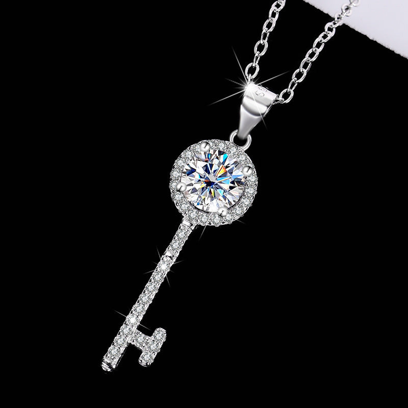 S925 Sterling Silver Key Necklace Pendant