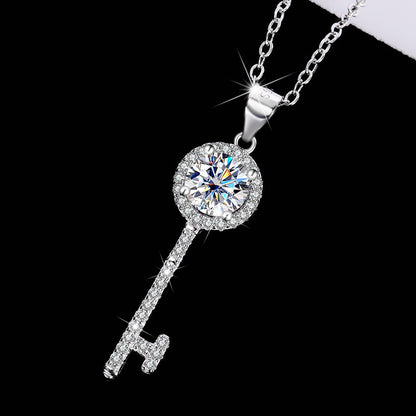S925 Sterling Silver Key Necklace Pendant
