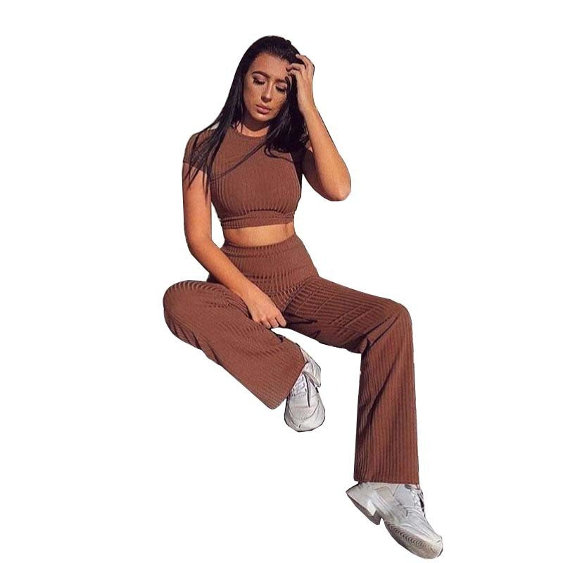 Casual New Sexy Twopiece Tshirt Wideleg Pants
