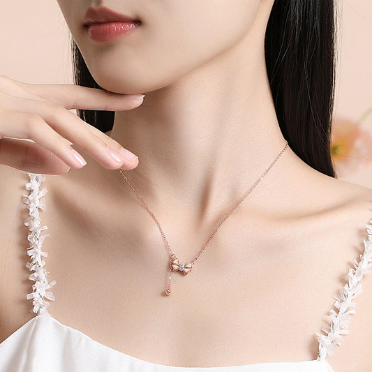 S925 Silver Korean Style Bow Necklace