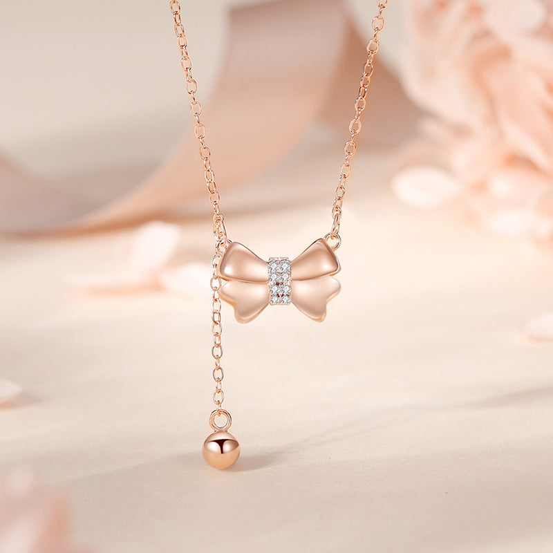 S925 Silver Korean Style Bow Necklace