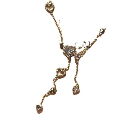Heart-shaped Full Of Diamond Tassel Necklace Exquisite Clavicle Chain