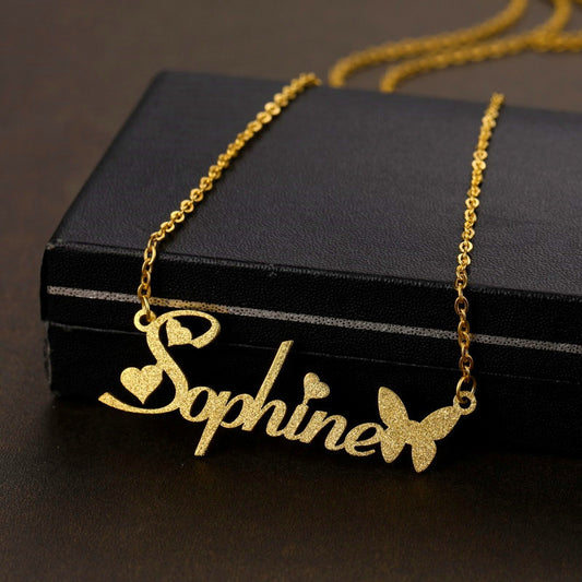 Personalized Frosted Custom Stainless Steel Necklace Nameplate Pendant